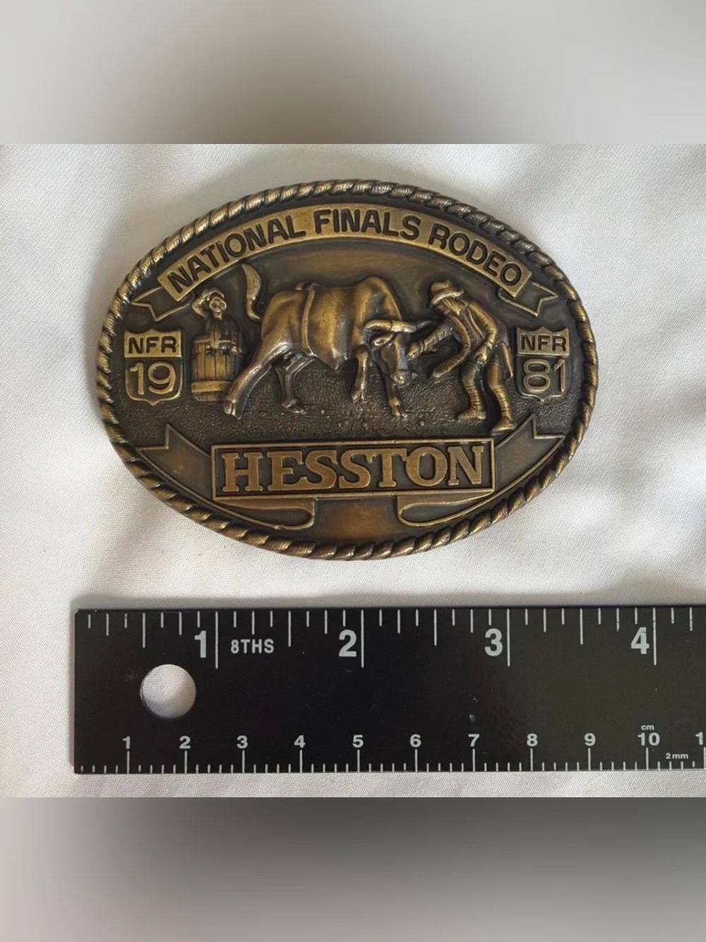 1981 Hesston NFR Belt Buckle National Finals Rodeo Vintage Seventh Edition